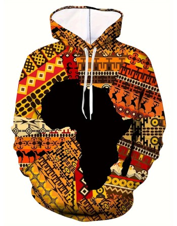 Retro bandana print hoodie, casual graphic design hoodie with kangaroo pocket