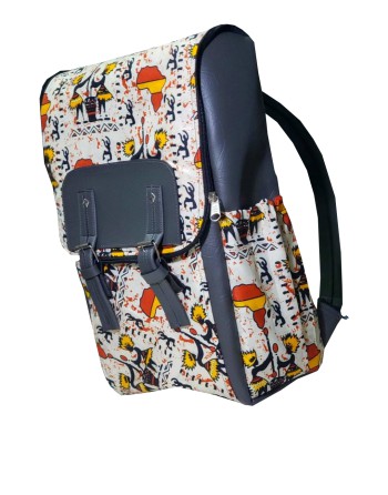 Sac à dos TITI - Cuir + Pagne - Multicolore